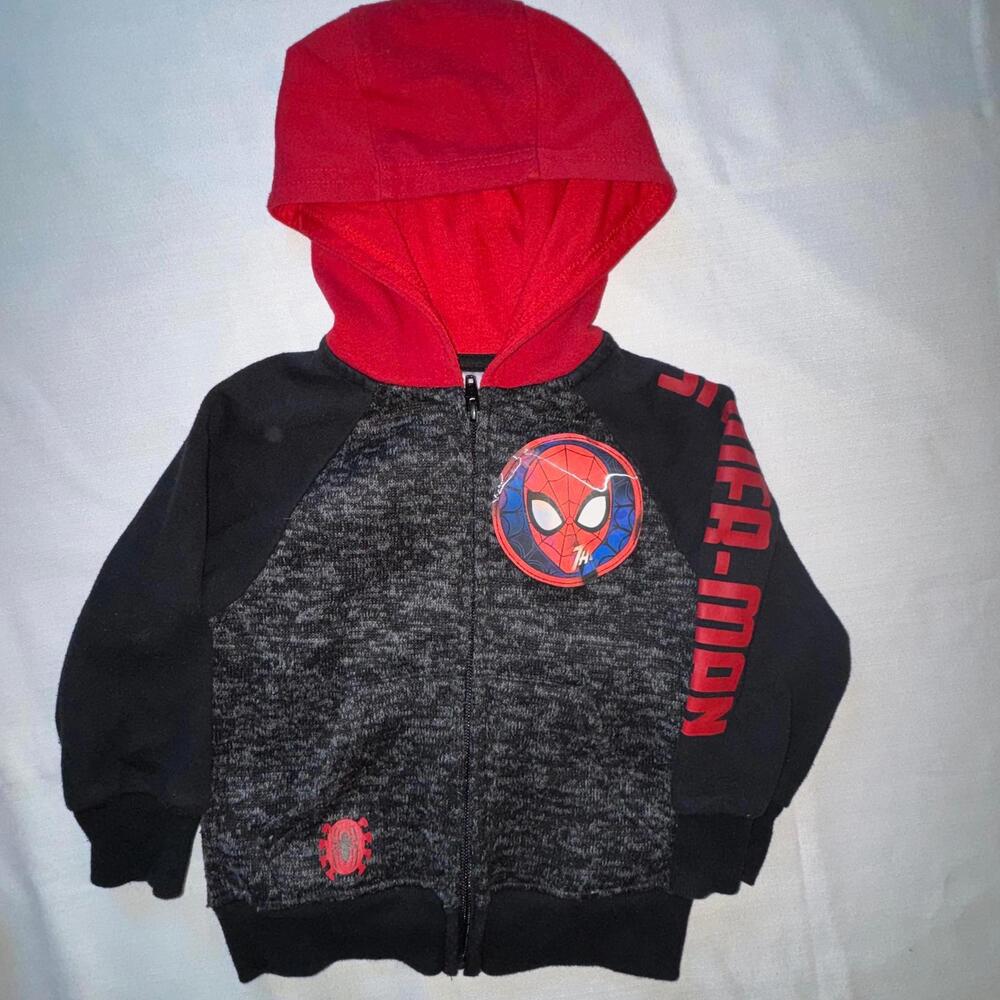 Toddler 3T Spiderman Zip Up‎ Hooded Sweatshirt Spidey Character Hoodie Black